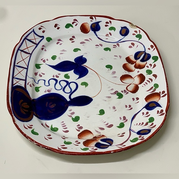 19th Century Antique Gaudy Welsh Oyster Pattern Allertons Marked Serving Platter - Picture 16 of 16